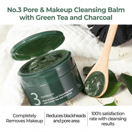 Numbuzin No.3 Pore & Makeup Cleansing Balm with Creen Tea and Charcoal - Olive Kollection